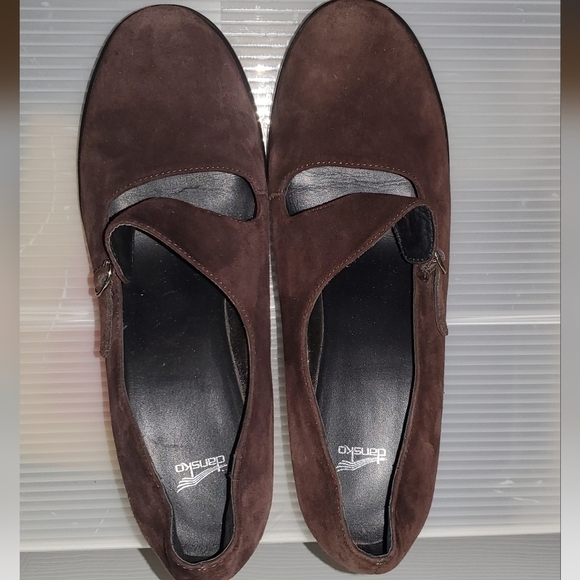 Dansko Shoes - DANSKO Mary Janes Brown Suede Heeled Clogs Suede Shoes